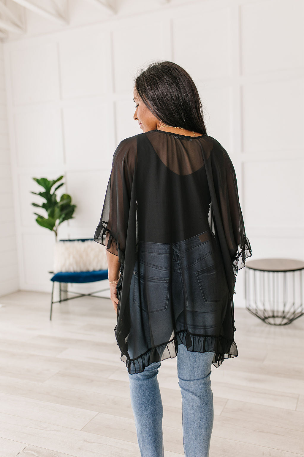 Black Ruffle Kimono