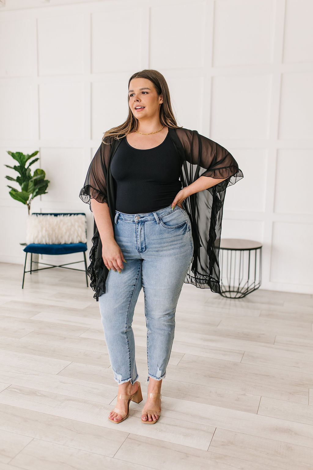 Black Ruffle Kimono