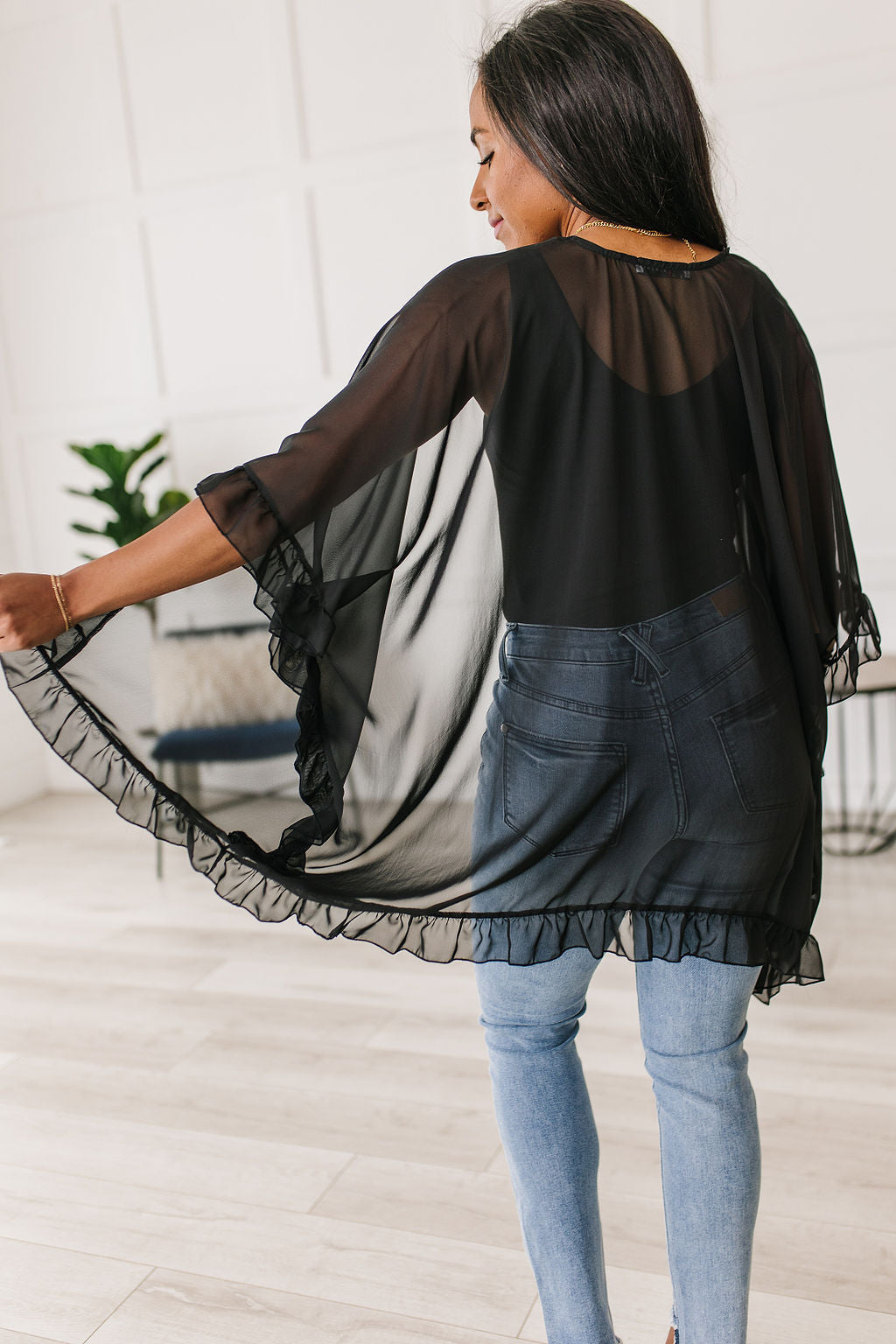 Black Ruffle Kimono