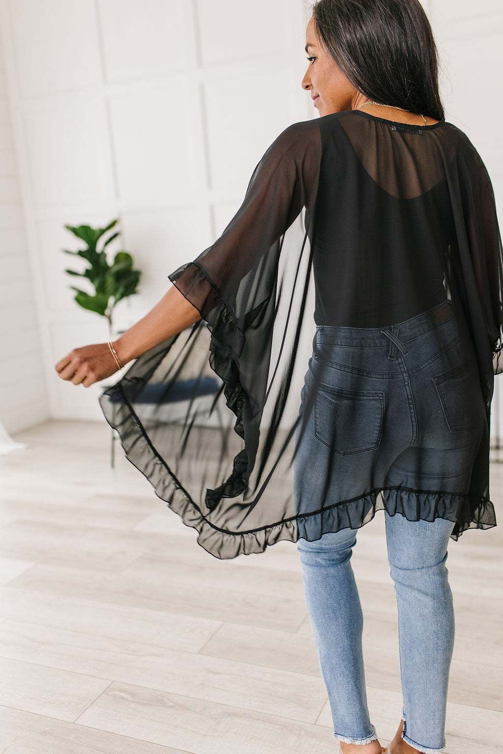 Black Ruffle Kimono