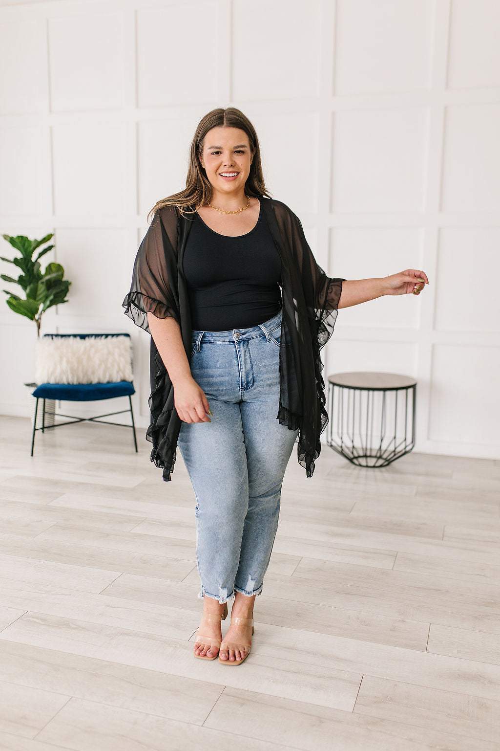 Black Ruffle Kimono