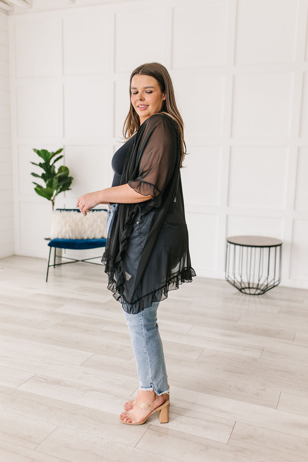 Black Ruffle Kimono