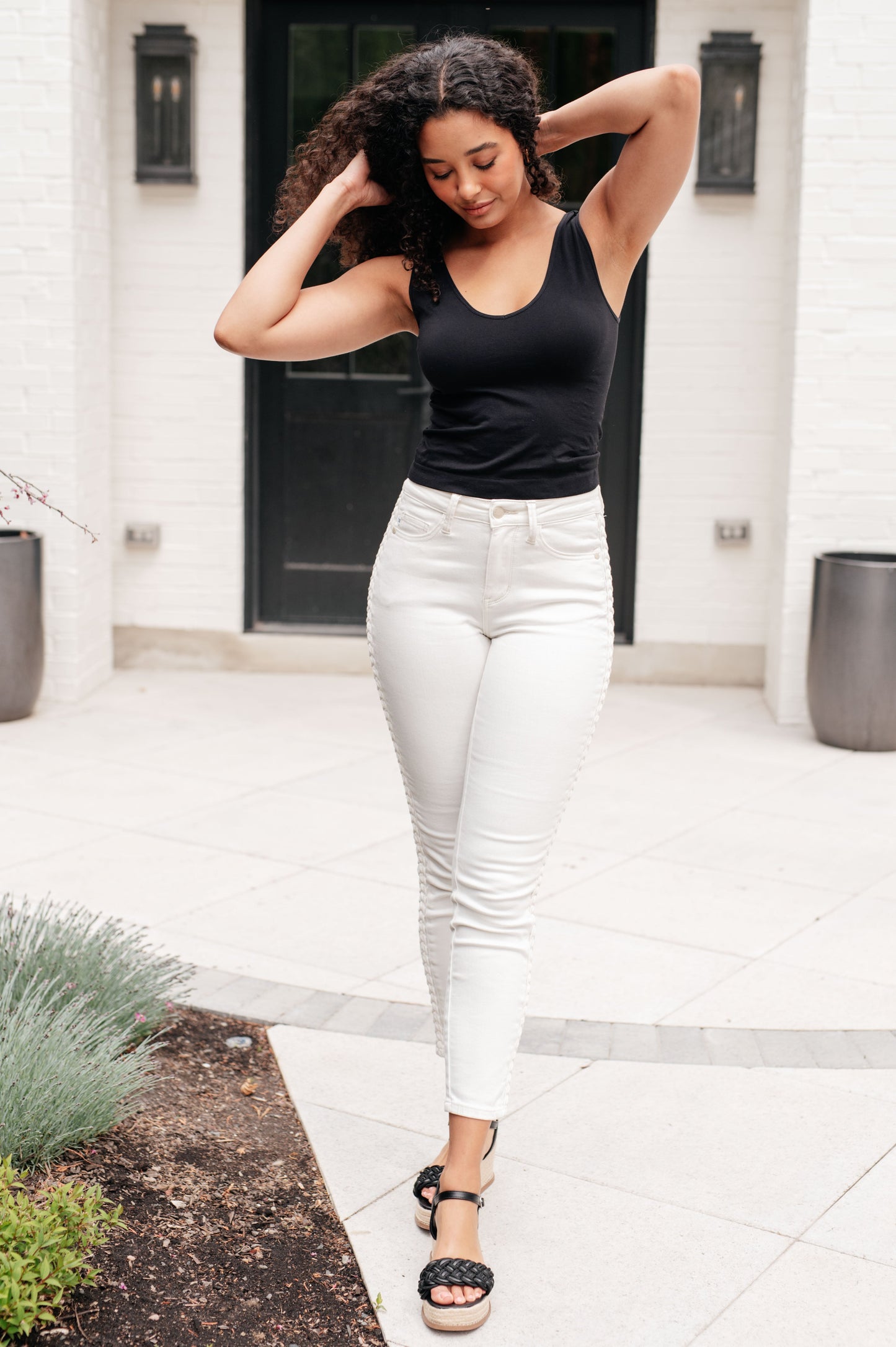 White Braided Jeans