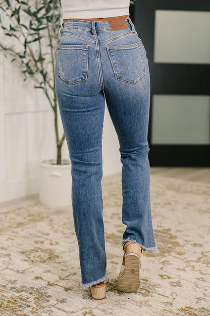Maureen High Rise Distressed Bootcut Jeans