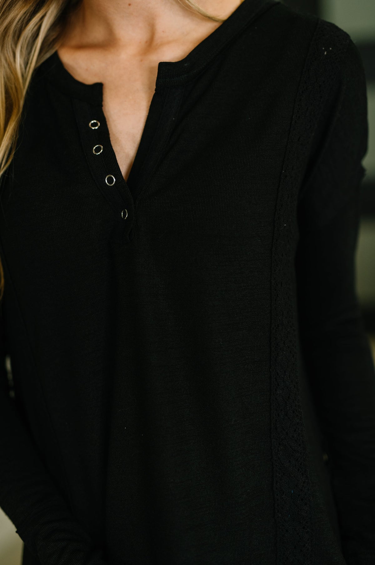 Henley with Lace Trim