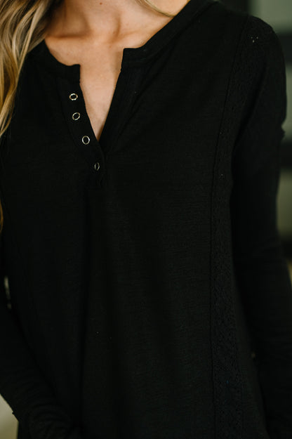 Henley with Lace Trim
