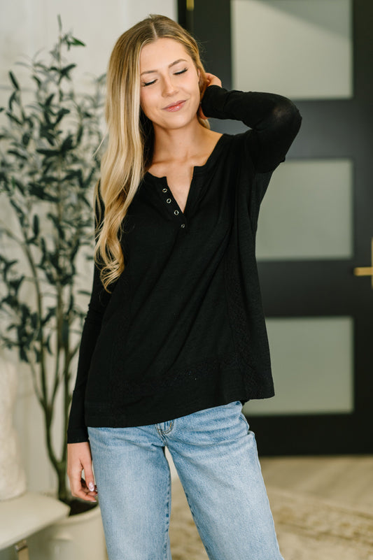 Henley with Lace Trim