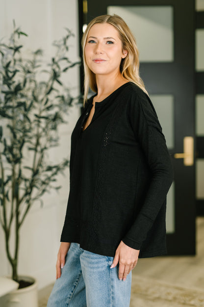 Henley with Lace Trim
