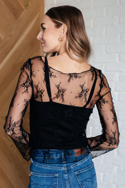 Black Lace Layering Top with Tank