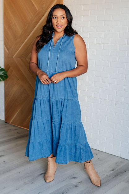 Chambray Denim Maxi Dress