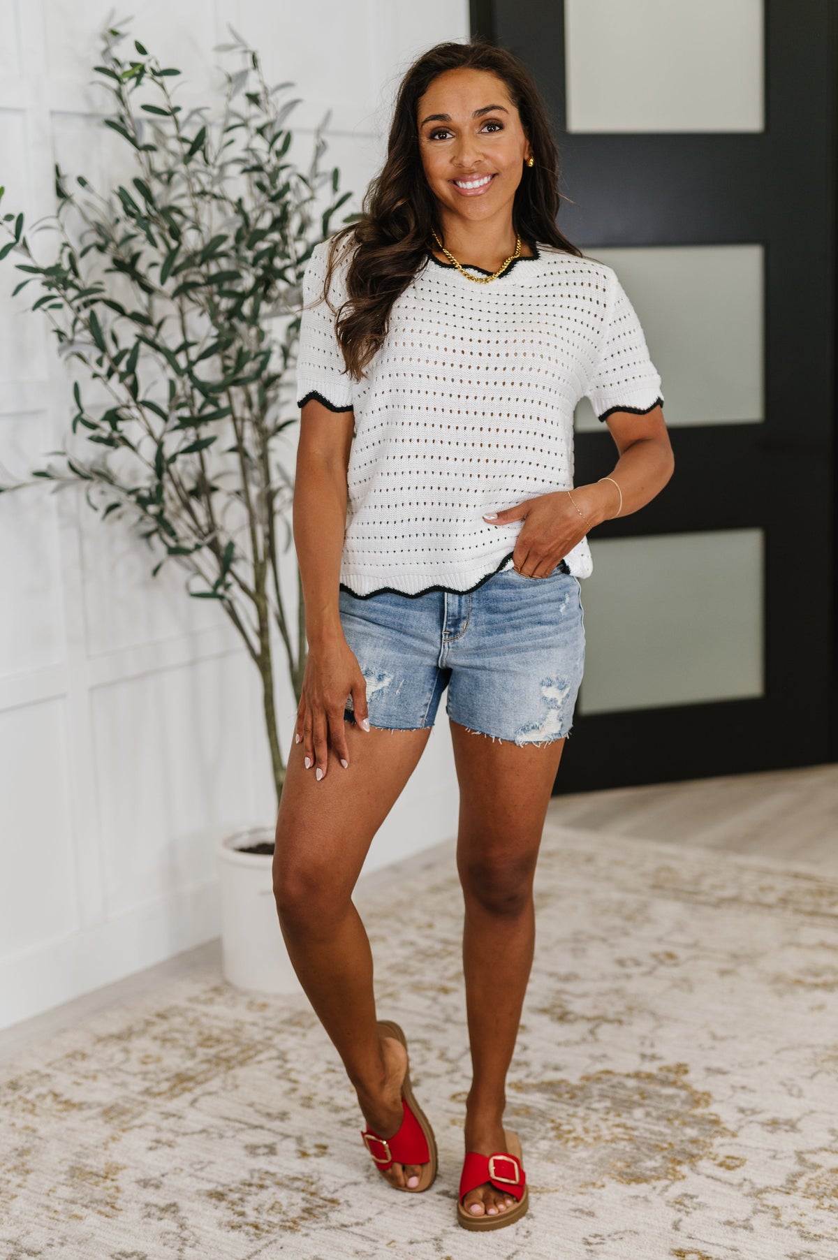 Nikki Eyelet Knit Top