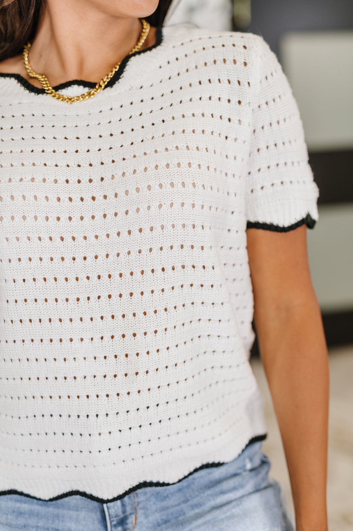 Nikki Eyelet Knit Top