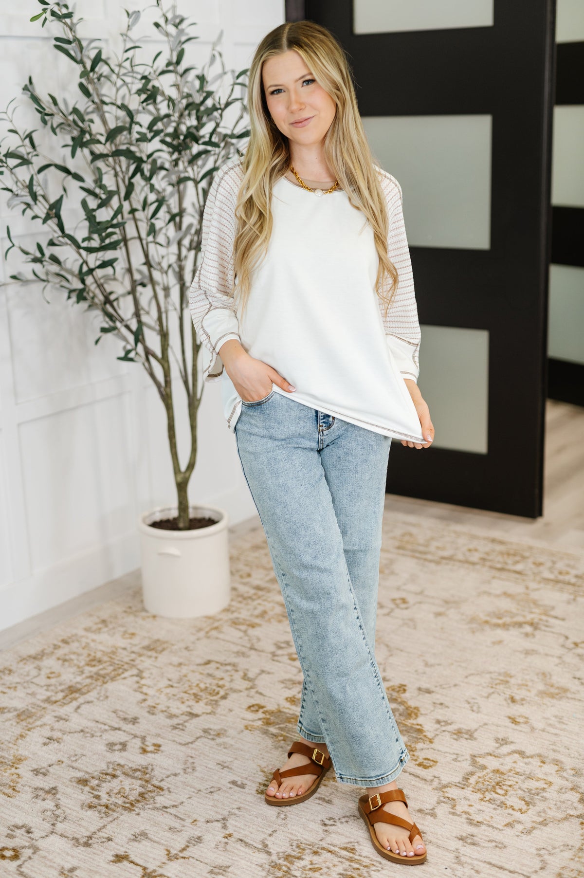 Ginnie Striped Sleeve Top