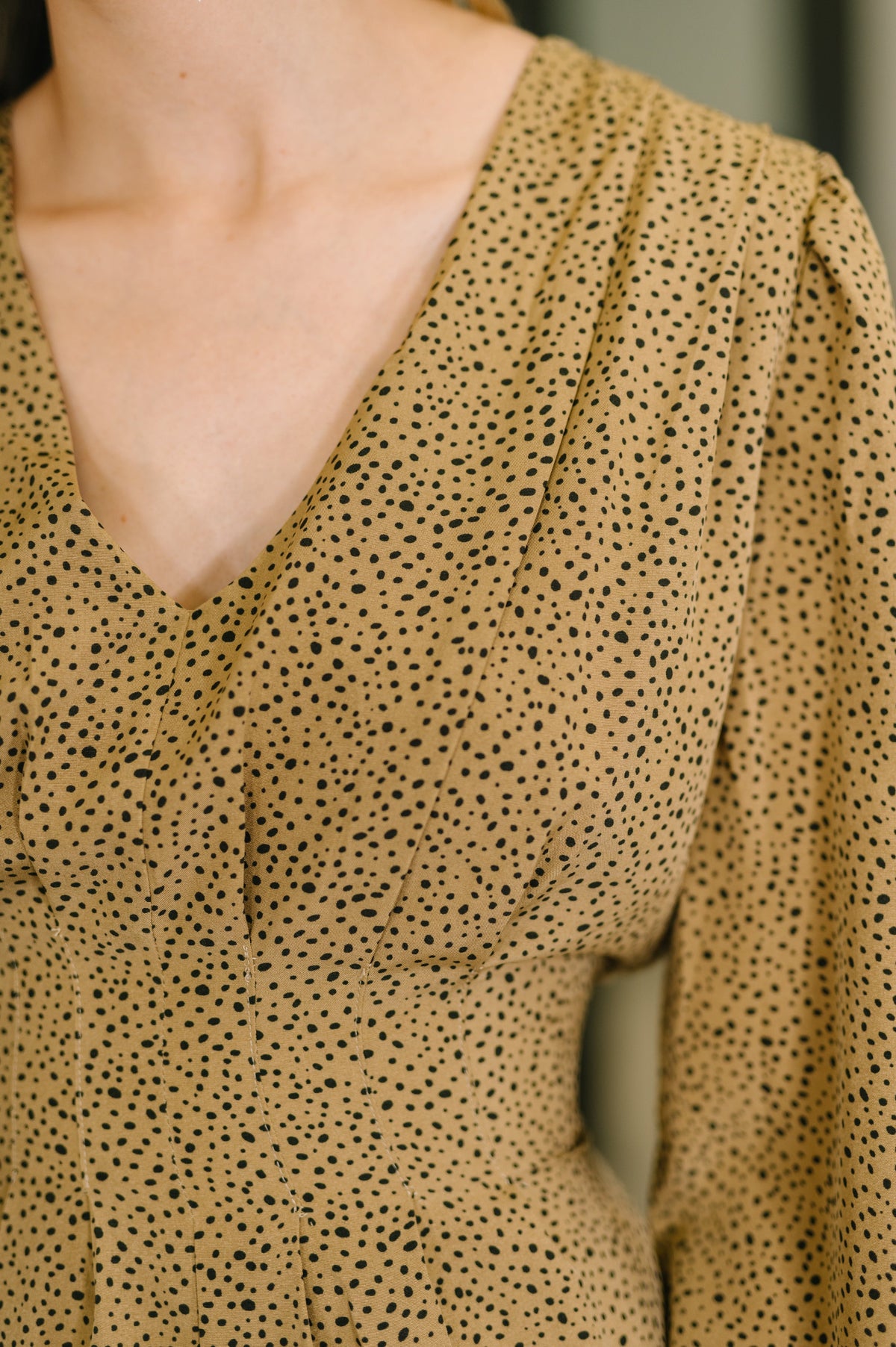 Dotted V-Neck Dress