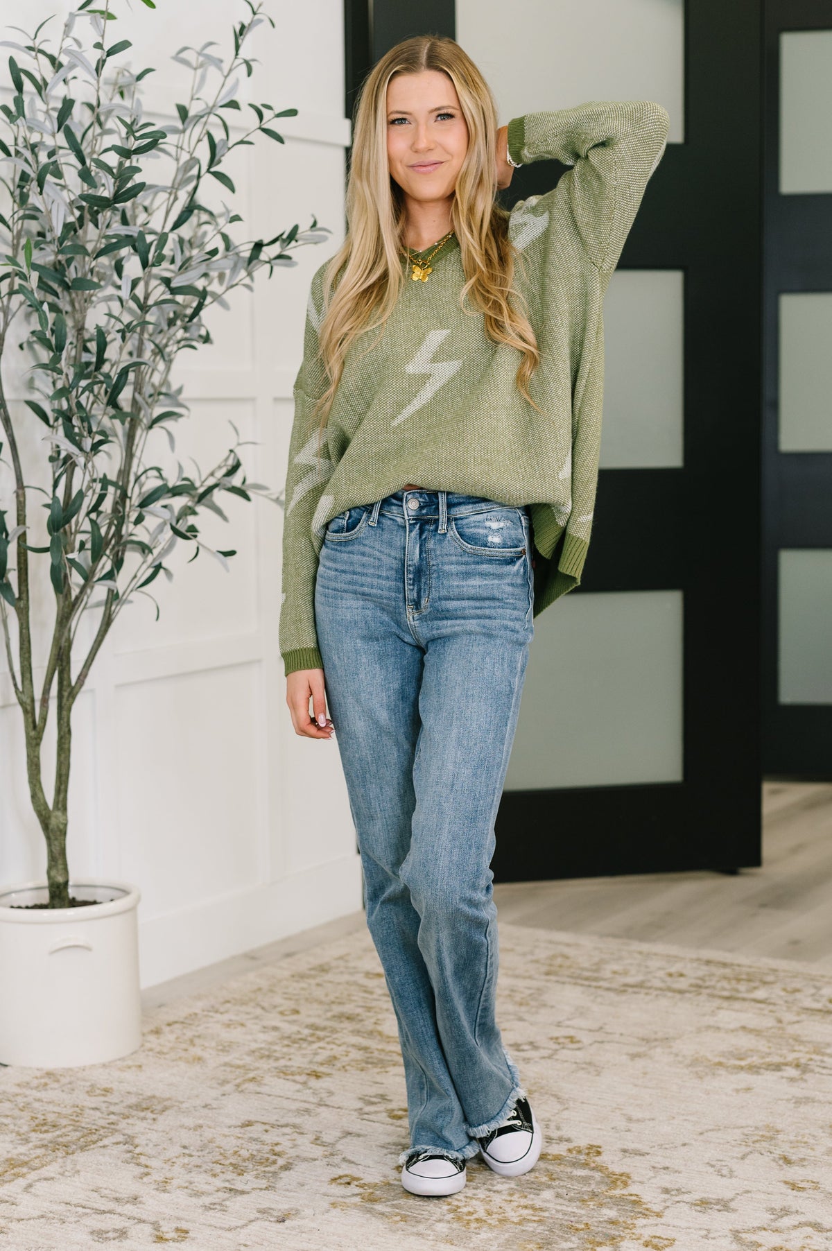 Olive Lightning Sweater