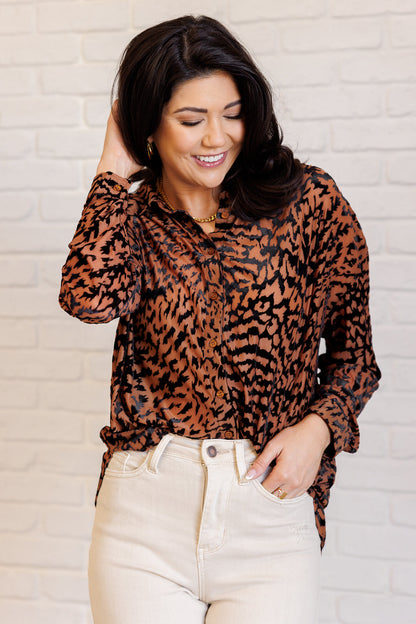 Burnout Velvet Leopard Blouse