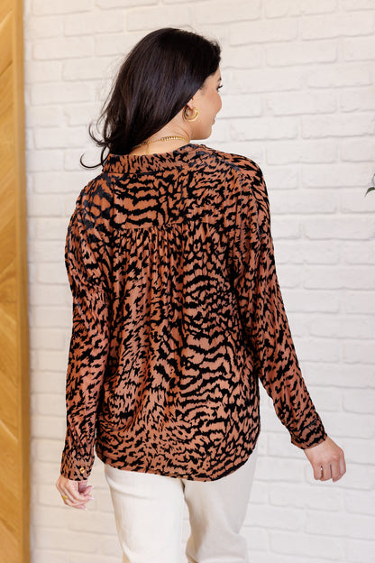 Burnout Velvet Leopard Blouse