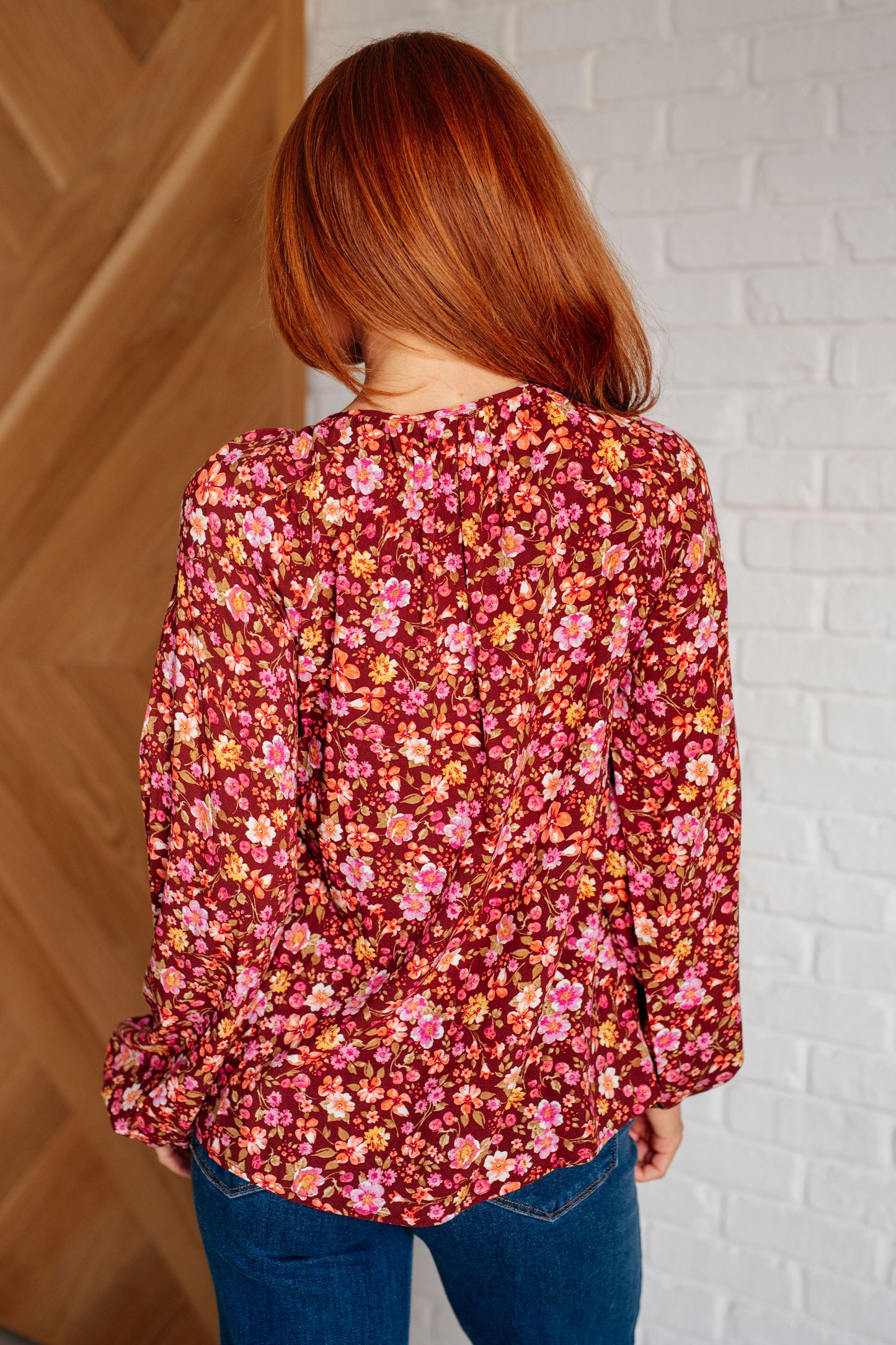 Fall Florals Blouse in Rust