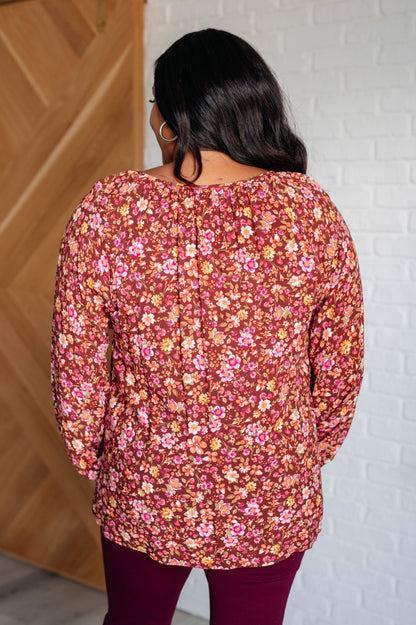 Fall Florals Blouse in Rust