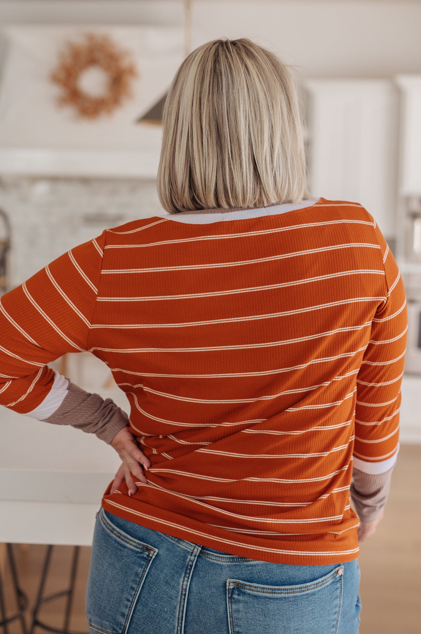 Pumpkin and Cream Striped Tee