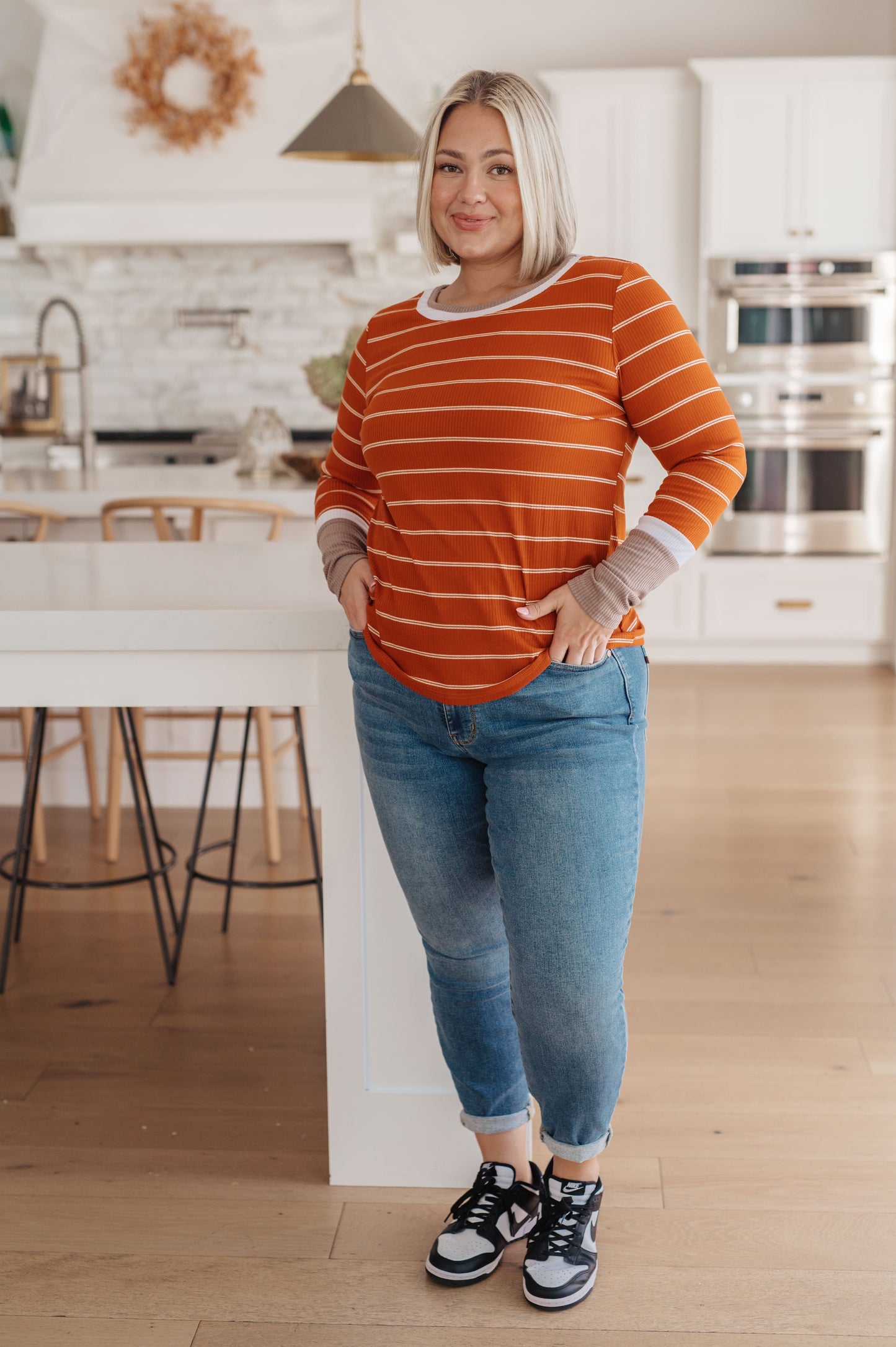 Pumpkin and Cream Striped Tee