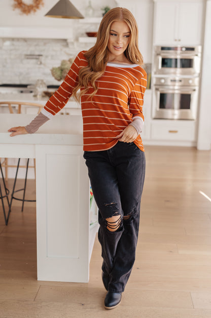 Pumpkin and Cream Striped Tee