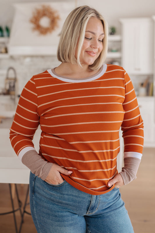 Pumpkin and Cream Striped Tee