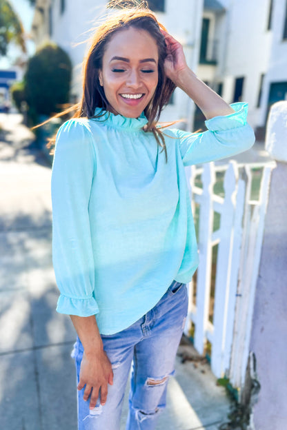 Mint Frill Neck Blouse