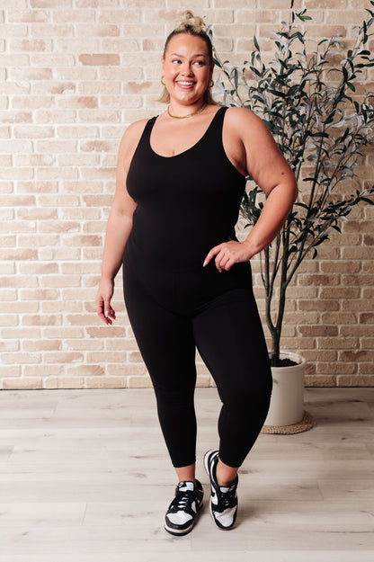 Full Length Active Bodysuit in Black