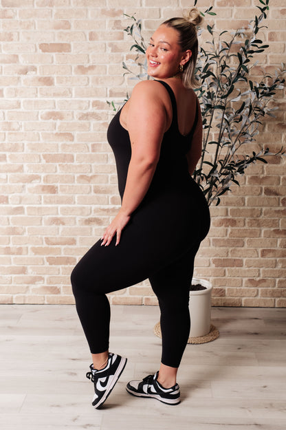 Full Length Active Bodysuit in Black