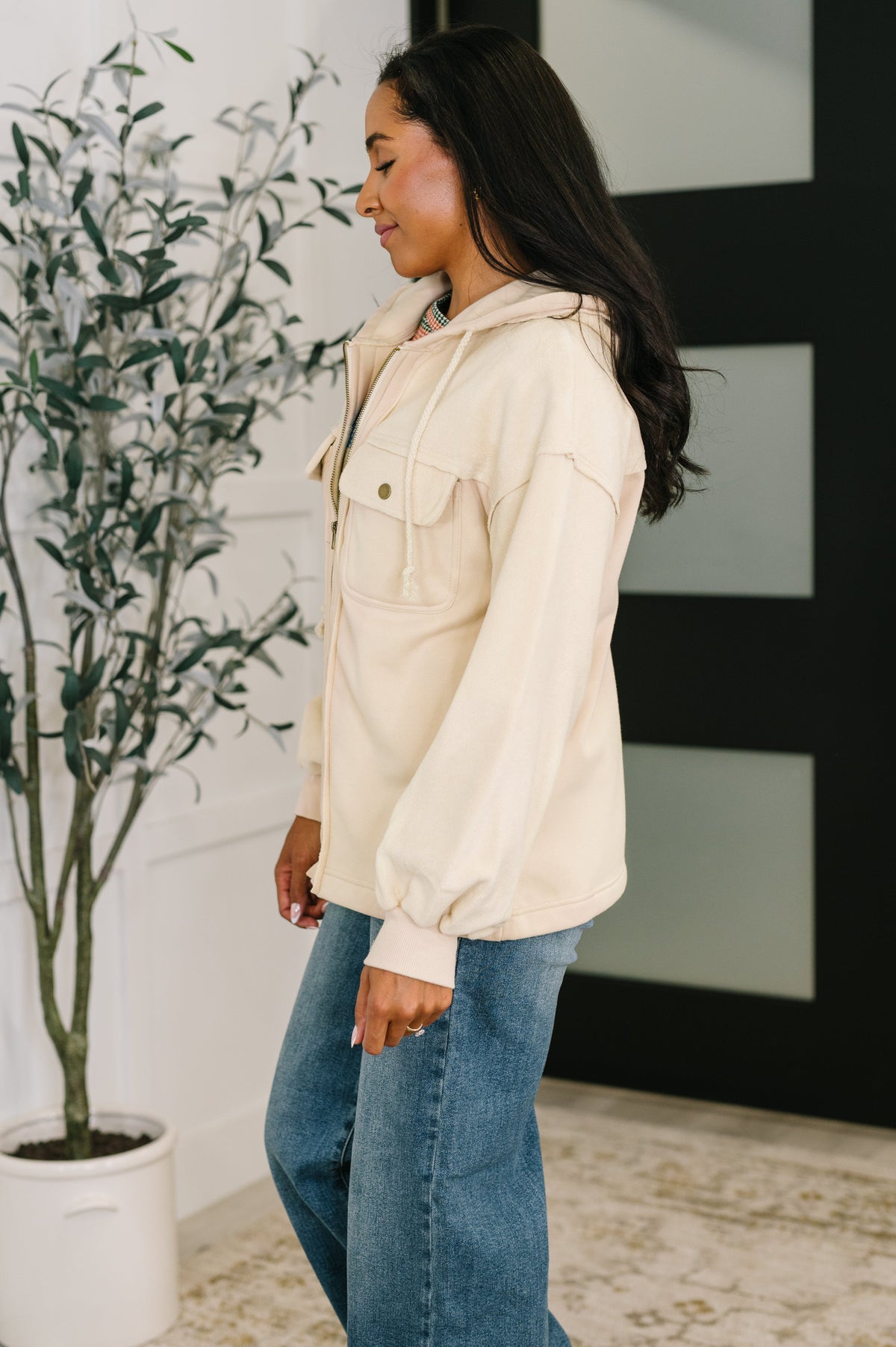 White Fleece Hooded Jacket