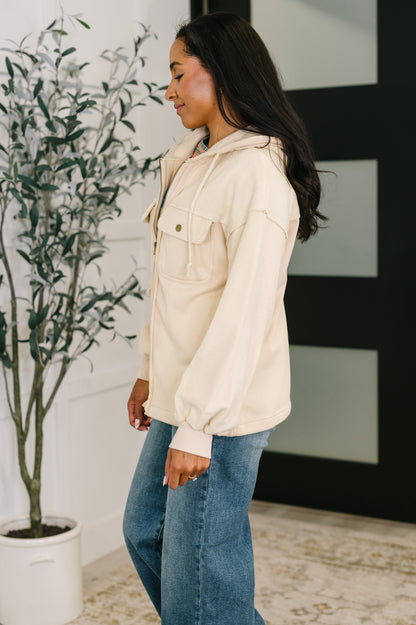 White Fleece Hooded Jacket
