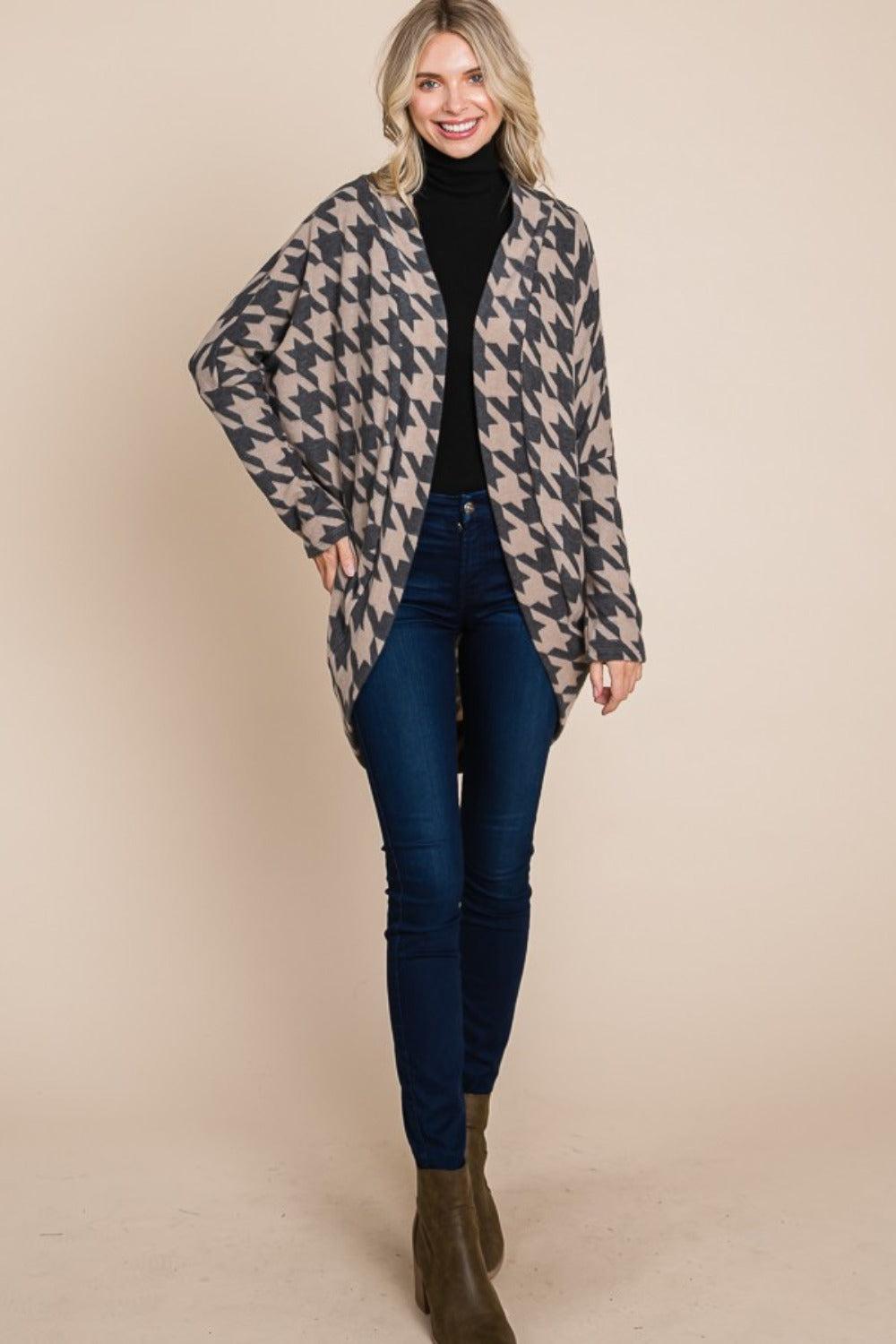 Houndstooth Cocoon Cardigan