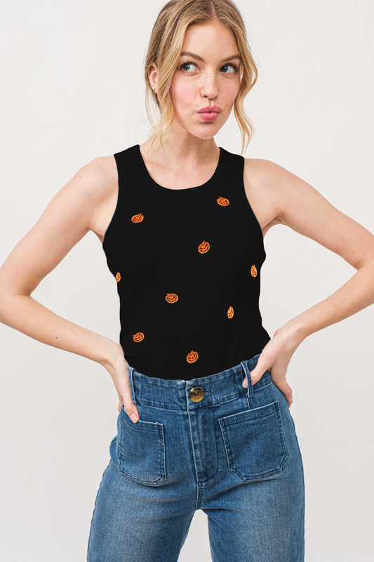 Jack O' Lantern Embroidered Tank