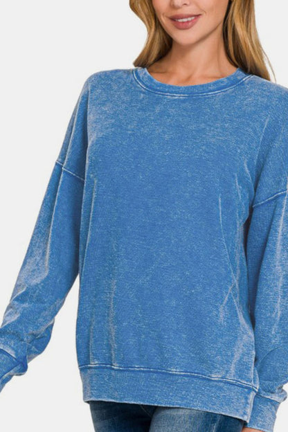 Amber Moon Basics: Washed Blue Sweatshirt