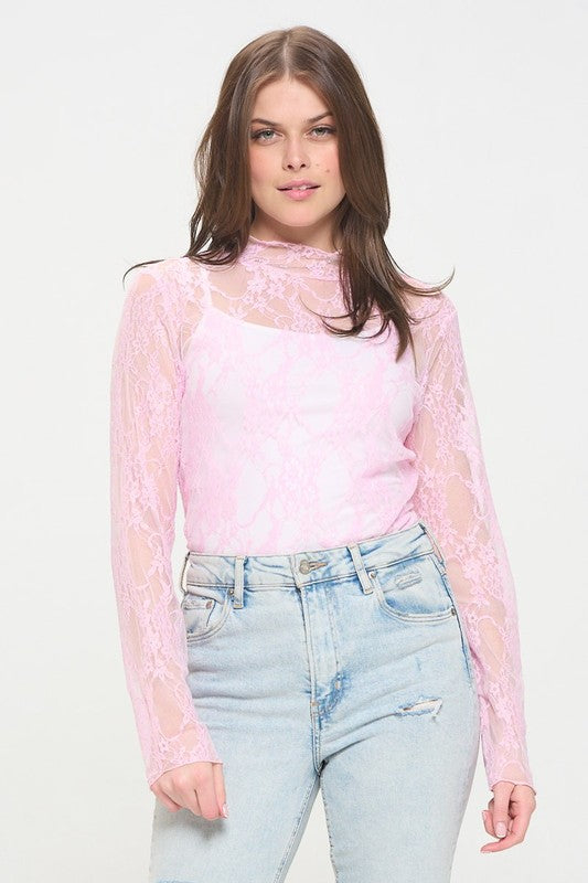 Lace Mock Neck Layering Top