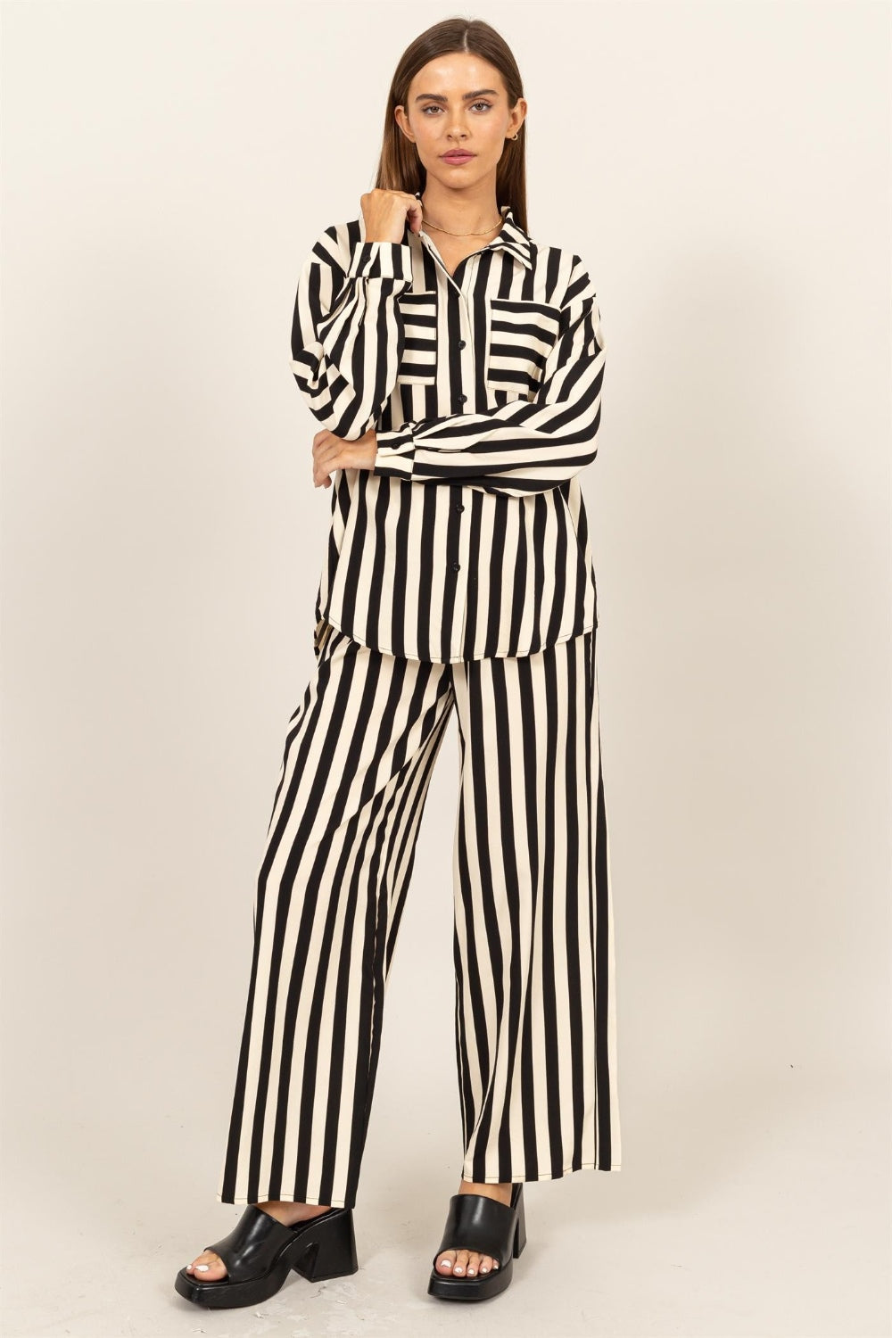 Striped Button Down & Pants Set