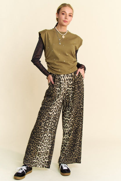 Danielle Wide Leg Leopard Pants