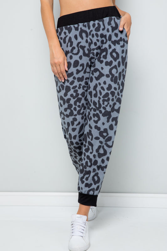 Grey Leopard Sweatpants