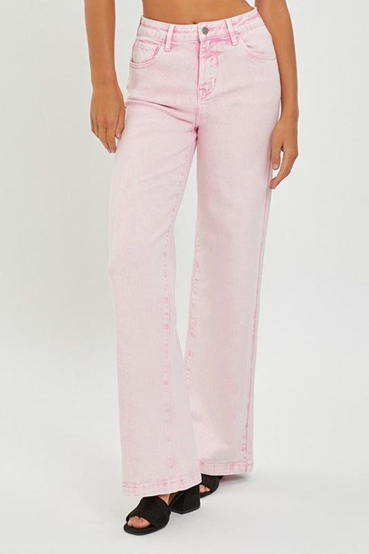 Tummy Control Acid Wash Pink Jeans