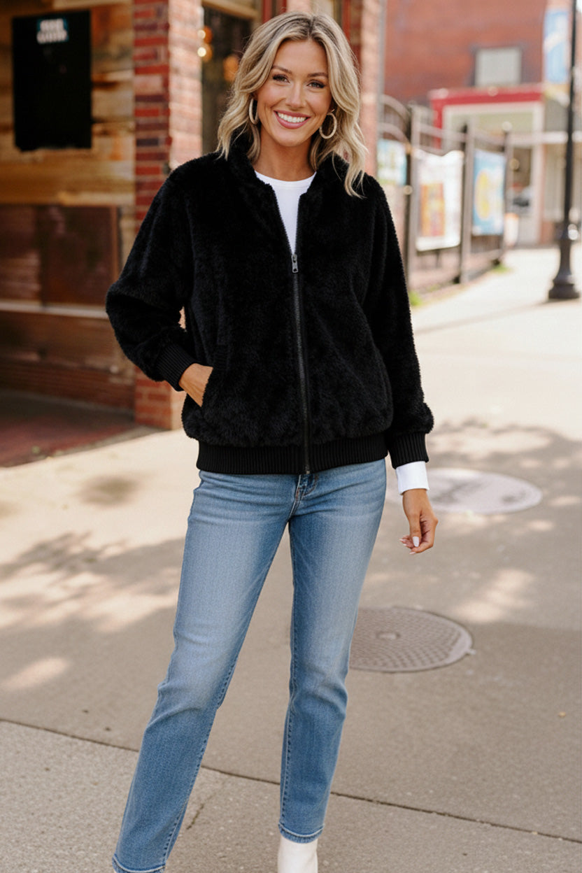Black Faux Fur Coat