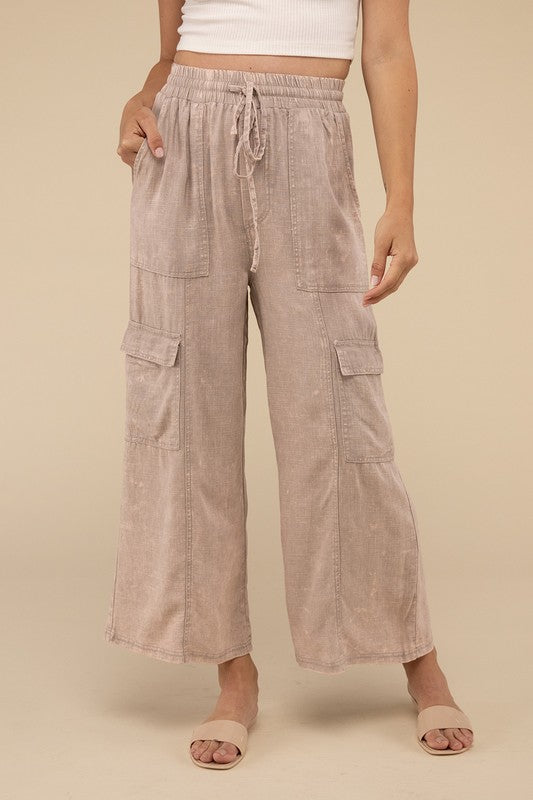 Linen Blend Cargo Pants