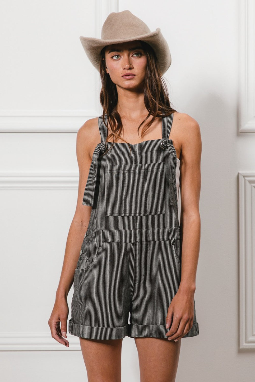 Striped Denim Shortalls