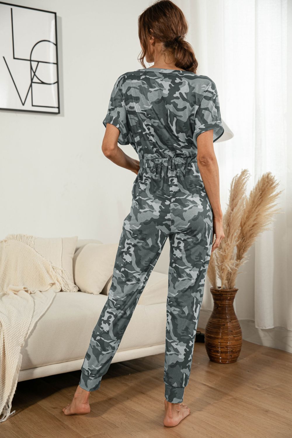 Camo Surplice Jumpsuit