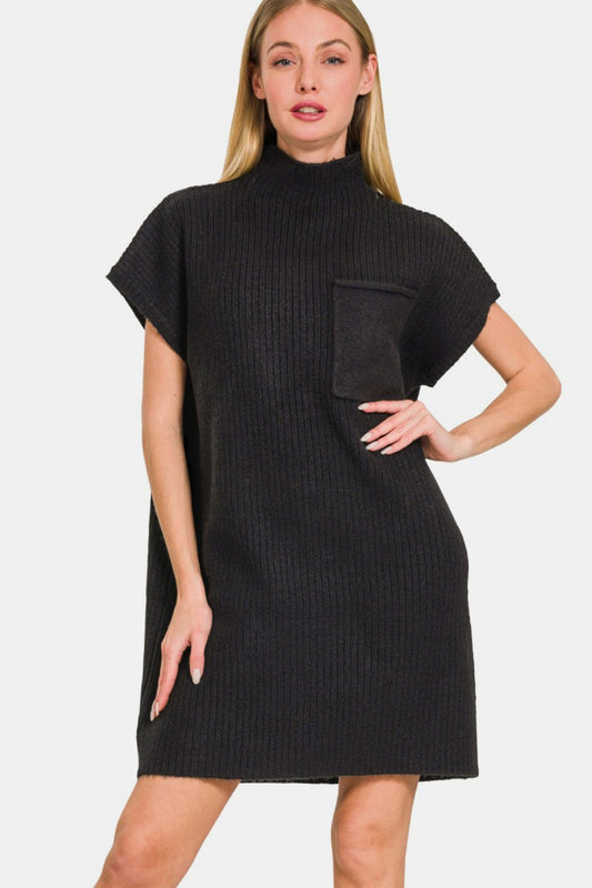 Picadilly Sweater Mini Dress in Black