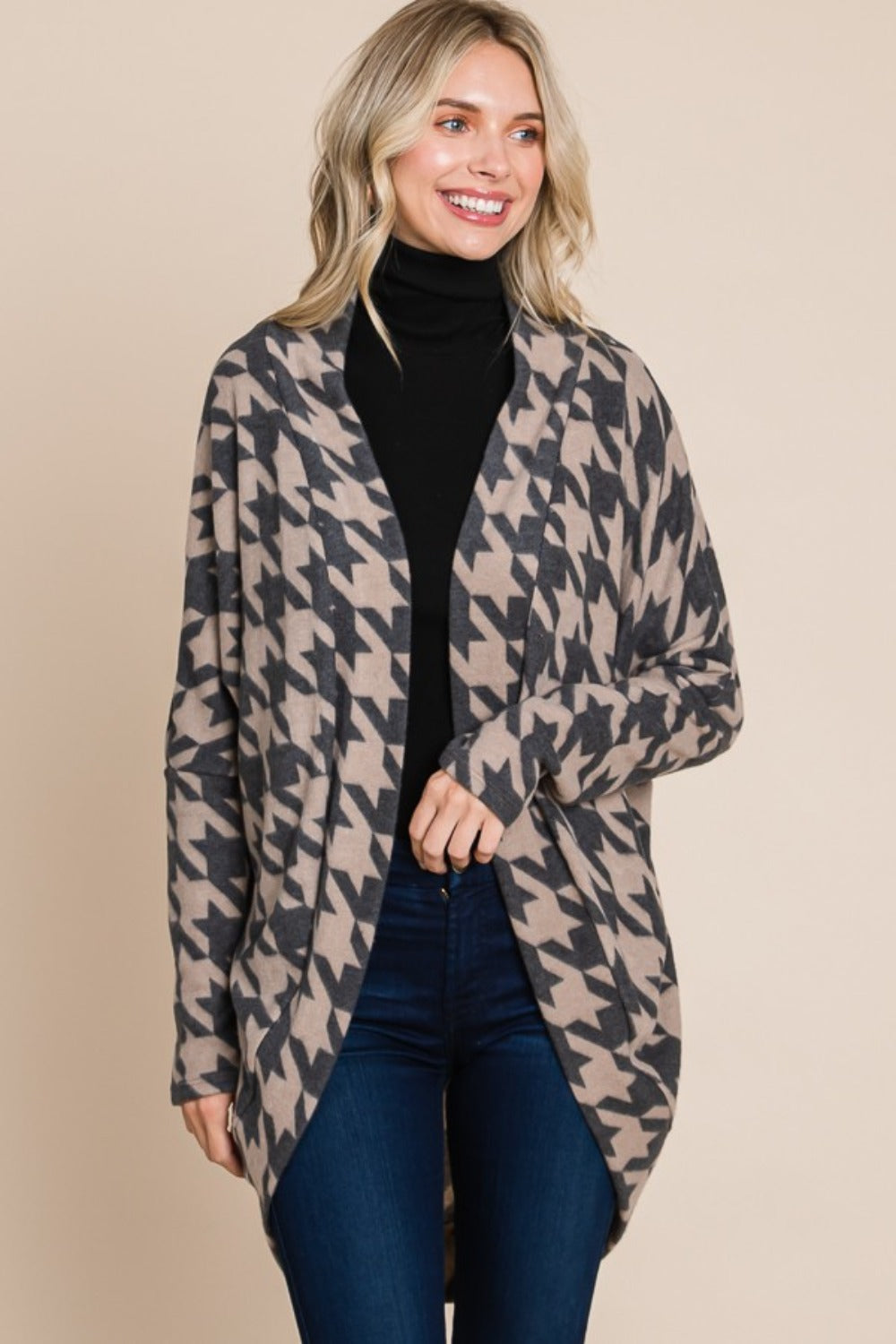 Houndstooth Cocoon Cardigan