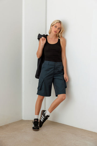 Navy Cargo Bermuda Shorts