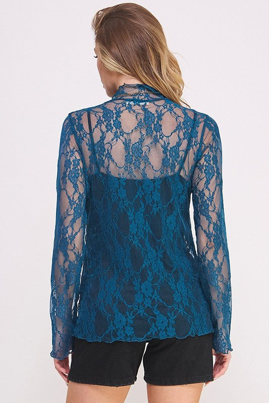 PLUS: Lace Mock Neck Layering Top