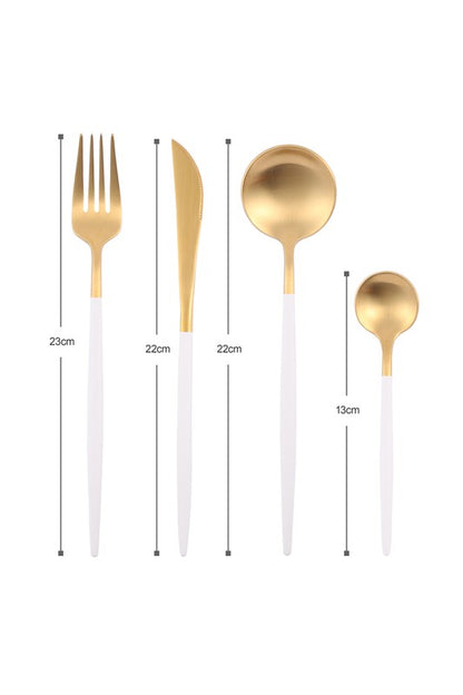 Gold & White Cutlery Set