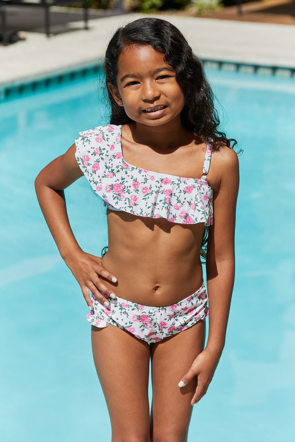 Ruffle Two-Piece Swim Set in Roses Off-White * Mommy & Me* – Amber Moon